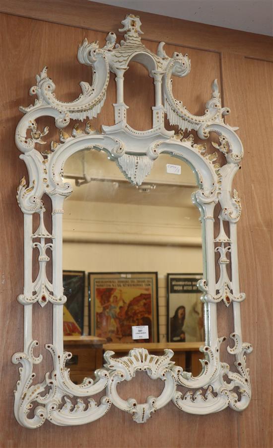 A painted Chinese Chippendale style mirror W.63cm